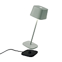 Zafferano Lampada da tavolo a batteria OFELIA TAVOLO PRO angolare, CCT Switch, con dimmer a sfioramento IP65, verde salvia Zafferano Lampada da tavolo a batteria OFELIA TAVOLO PRO angolare, CCT Switch, con dimmer a sfioramento IP65, verde salvia